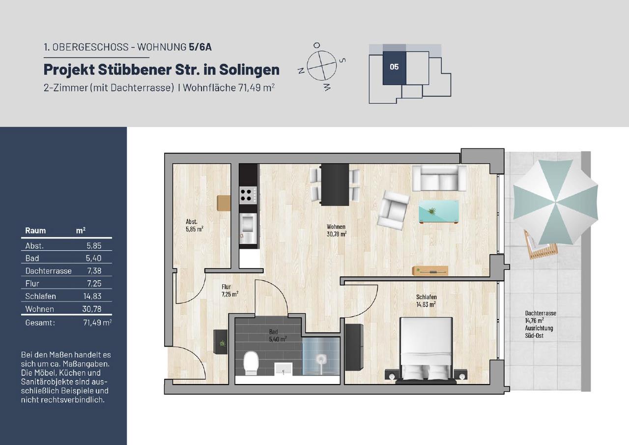 Wohnung zum Kauf 299.000 € 2 Zimmer 71 m²<br/>Wohnfläche Ab sofort<br/>Verfügbarkeit Stübbener Straße 76 Foche - Demmeltrath - Fuhr Solingen 42719