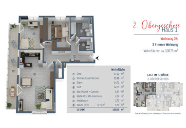Wohnung zum Kauf Provisionsfrei 929.000 € 3 Zimmer 100,8 m² 2. Geschoss Bürgermeister-Krug-Weg 1 + 3 Olching Olching 82140