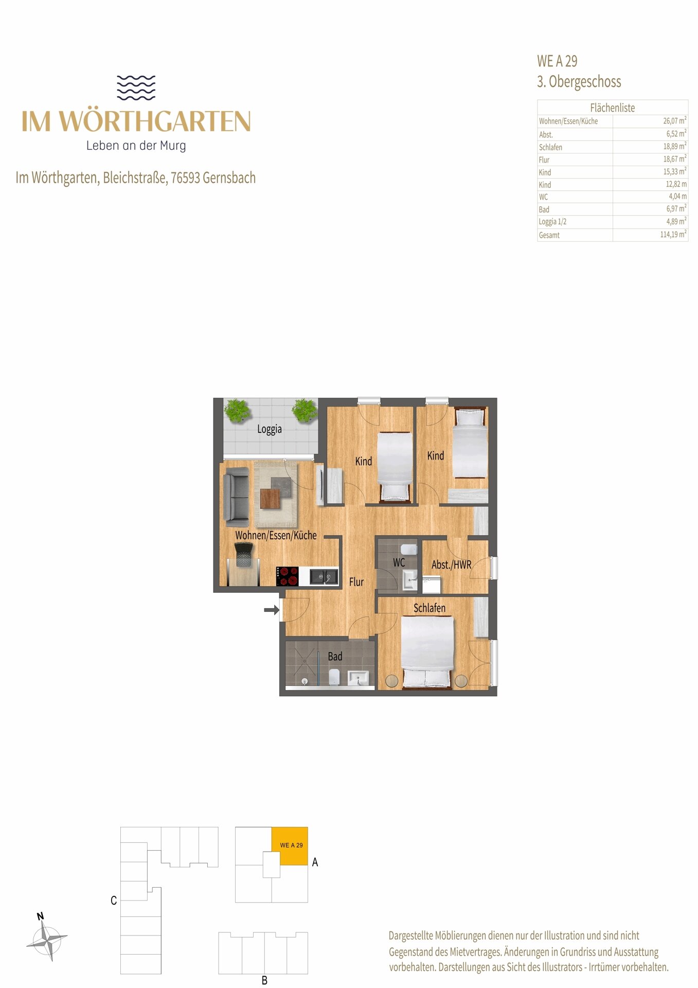 Wohnung zur Miete 1.200 € 4 Zimmer 114,2 m²<br/>Wohnfläche Gernsbach Gernsbach 76593