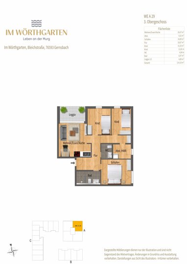 Wohnung zur Miete 1.199 € 4 Zimmer 114,2 m² Gernsbach Gernsbach 76593
