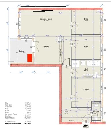 Wohnung zur Miete 700 € 4 Zimmer 104 m² Andréstraße 19 Messehalle Offenbach am Main 63067