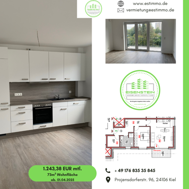 Penthouse zur Miete 1.280 € 2 Zimmer 73,1 m² frei ab 01.04.2025 Projensdorferstraße 96 Wik Bezirk 1 Kiel 24106