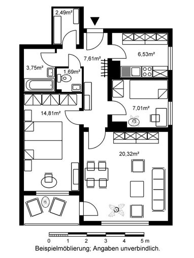 Wohnung zur Miete 600 € 2,5 Zimmer 64,4 m² 7. Geschoss Alter Rückinger Weg 122 Nordwest Hanau 63452