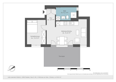 Wohnung zur Miete 741,30 € 2 Zimmer 49,4 m² Lotte-Laserstein-Straße 6 Babelsberg - Süd Potsdam 14482