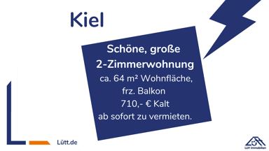 Wohnung zur Miete 710 € 2 Zimmer 64 m² 2. Geschoss frei ab sofort Exerzierplatz Kiel 24103