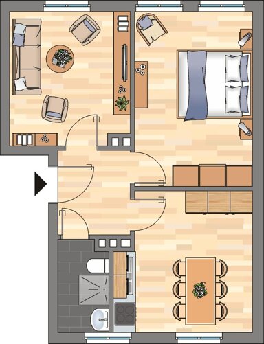 Wohnung zur Miete 319 € 2 Zimmer 45,7 m² 1. Geschoss Werftstraße 136 Bant Wilhelmshaven 26382