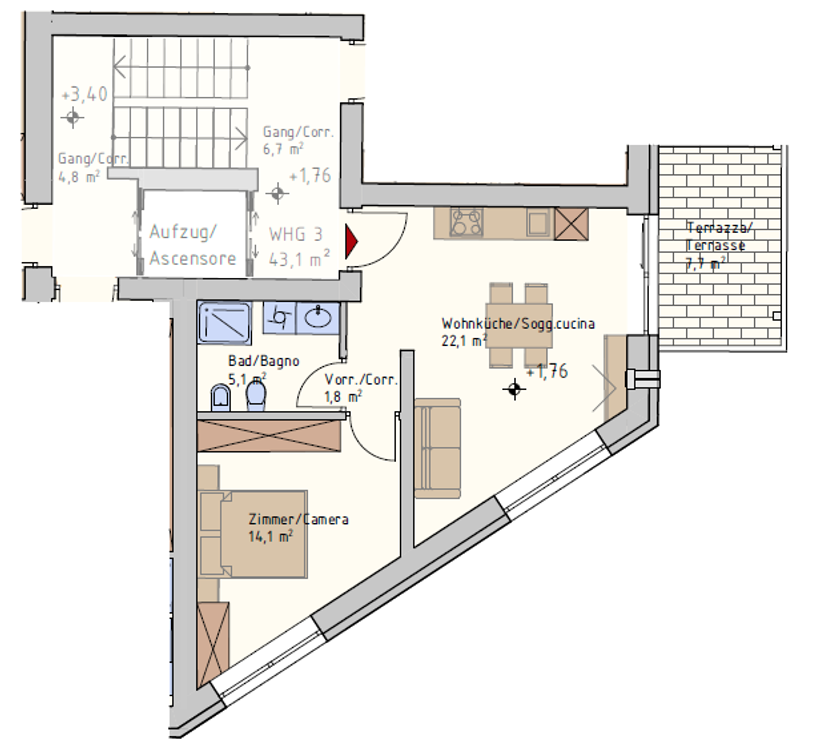 Terrassenwohnung zum Kauf 250.000 € 2 Zimmer 66 m²<br/>Wohnfläche 2. Stock<br/>Geschoss Ab sofort<br/>Verfügbarkeit Auer