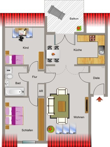 Wohnung zur Miete nur mit Wohnberechtigungsschein 350,87 € 3,5 Zimmer 73,9 m² 2. Geschoss Gertrudenstraße 6 Bruch Dinslaken 46537