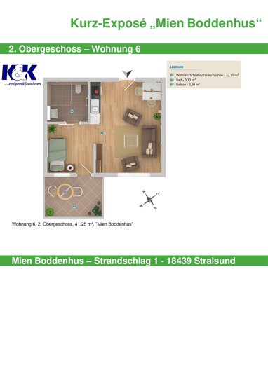Wohnung zur Miete 334,05 € 40,5 m² Strandschlag 1 Andershof Stralsund 18439