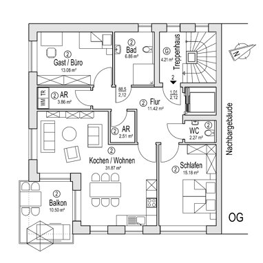 Wohnung zum Kauf Provisionsfrei 576.000 € 3 Zimmer 92,3 m² 2. Geschoss Schützenring 4 Coesfeld Coesfeld 48653