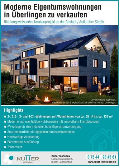 Wohnung zum Kauf 1.020.000 € 3,5 Zimmer 115 m² Erdgeschoss Aufkircher Straße 64 Überlingen Überlingen , Bodensee 88662