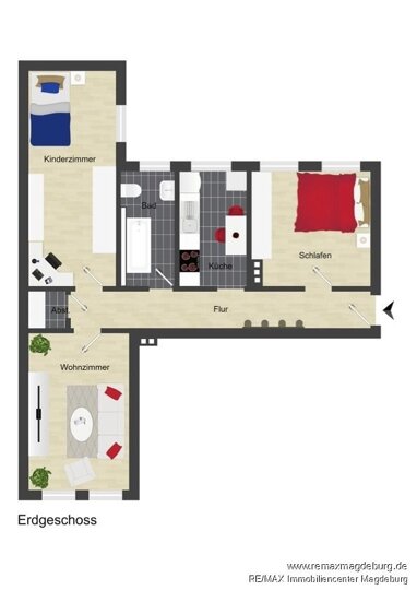 Wohnung zum Kauf 109.000 € 3 Zimmer 69 m² 2. Geschoss Salzmannstraße Magdeburg 39112