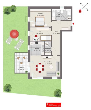 Wohnung zum Kauf Provisionsfrei 469.000 € 3 Zimmer 92,2 m² Burghausen Burghausen 84489