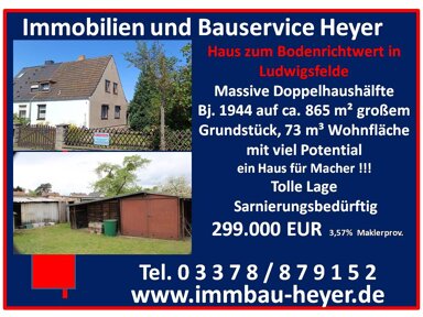 Haus zum Kauf 299.000 € 4 Zimmer 73 m² 865 m² Grundstück frei ab sofort Ludwigsfelde Ludwigsfelde 14974