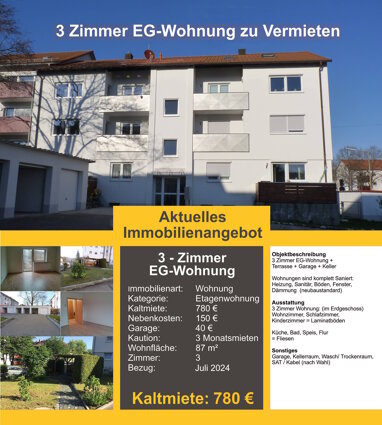 Terrassenwohnung zur Miete 780 € 3 Zimmer 87 m² Erdgeschoss Hans Breckwoldt str. 28 Roth Roth 91154