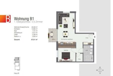 Wohnung zum Kauf Provisionsfrei 322.000 € 2,5 Zimmer 67,8 m² Herdwangen Herdwangen-Schönach 88634