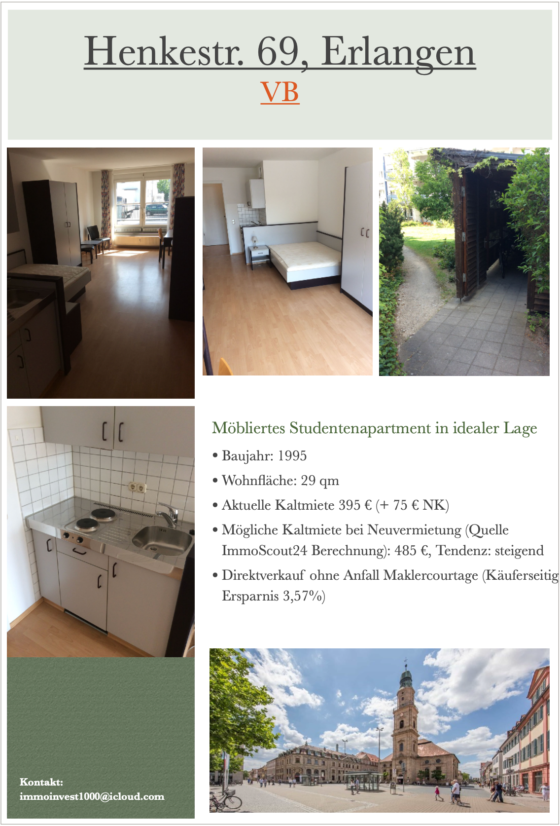 Apartment zum Kauf Provisionsfrei 157.000 € 29 m²<br/>Wohnfläche Erdgeschoss<br/>Geschoss Henkestraße 69 Stubenloh Erlangen 91054