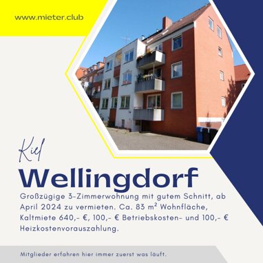 Wohnung zur Miete 640 € 3 Zimmer 83,3 m² 2. Geschoss Ellerbek Kiel 24148