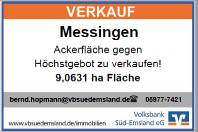 Landwirtschaftliche Fläche zum Kauf 90.631 m² Grundstück Messingen 49832