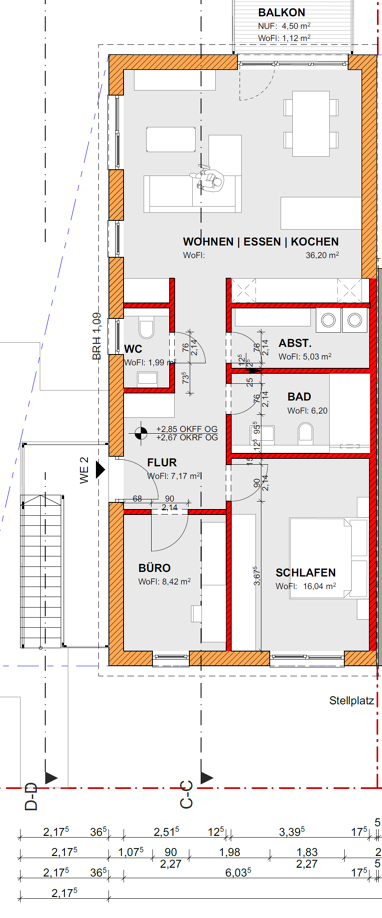 Wohnung zur Miete 900 € 2,5 Zimmer 82,2 m² 1. Geschoss Margot-Kaufmann-Straße 8 Wittlich Wittlich 54516