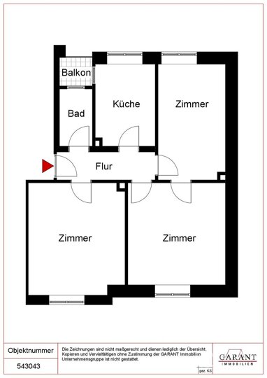 Wohnung zum Kauf 120.000 € 3 Zimmer 68 m² 1. Geschoss Nordstadt - Stadtviertel 081 Pforzheim 75177