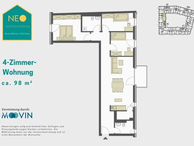 Apartment zur Miete 1.360 € 4 Zimmer 95,6 m² 1. Geschoss Ambergerstrasse 45 Sandreuth Nürnberg 90441