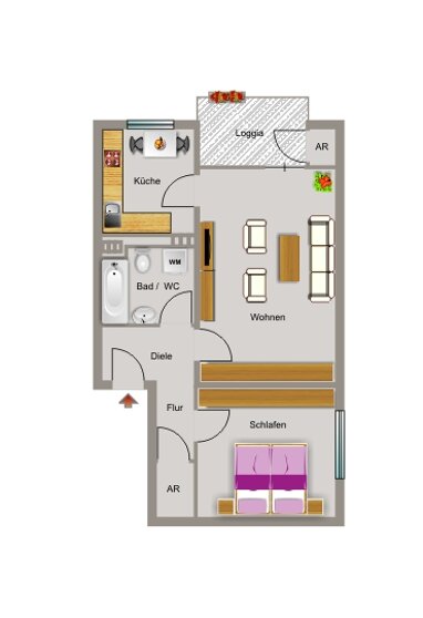 Wohnung zur Miete nur mit Wohnberechtigungsschein 302,27 € 2,5 Zimmer 58,6 m² 2. Geschoss Dorotheenstraße 135 Lohberg Dinslaken 46537