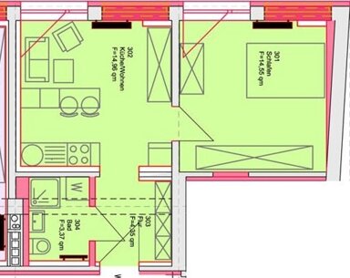 Wohnung zur Miete 270 € 2 Zimmer 39 m² 2. Geschoss frei ab 01.02.2025 Saalfeld Saalfeld 07318