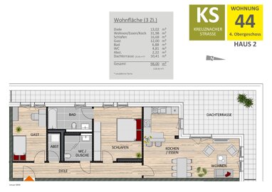 Wohnung zur Miete 2.450 € 3 Zimmer 98 m² 4. Geschoss frei ab sofort Raderberg Köln 50968