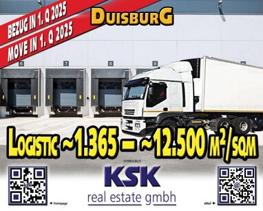 Logistikzentrum zur Miete 12.500 m² Lagerfläche teilbar von 1.365 m² bis 12.500 m² Alt-Hamborn Duisburg 47166