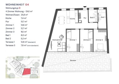 Wohnung zur Miete 2.730,20 € 4 Zimmer 124,1 m² Lichterfelde Berlin 12207
