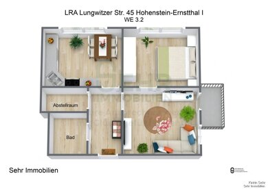 Wohnung zur Miete 397 € 2 Zimmer 49,7 m² 3. Geschoss frei ab 01.04.2025 Lungwitzer Str. 45 Hohenstein-Ernstthal Hohenstein-Ernstthal 09337