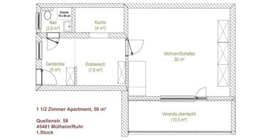 Wohnung zur Miete Wohnen auf Zeit 1.550 € 2 Zimmer 50 m² frei ab 01.10.2024 Saarn - Mitte und Mintard Mülheim an der Ruhr 45481
