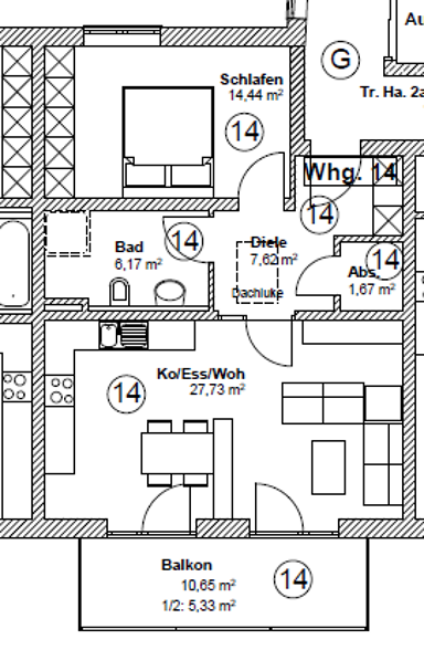 Wohnung zur Miete 940 € 2 Zimmer 63 m² 2. Geschoss Schutterstr. 8 Altstadt - Südost Ingolstadt 85049