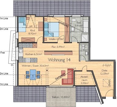 Wohnung zum Kauf Provisionsfrei 548.900 € 3 Zimmer 93,5 m² 3. Geschoss Mühlstraße 1 Herrenberg Herrenberg 71083