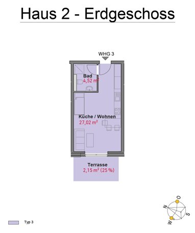 Terrassenwohnung zur Miete 472 € 1 Zimmer 33,7 m² Erdgeschoss Graveshamstraße 8 Gartenstadt Neumünster 24537