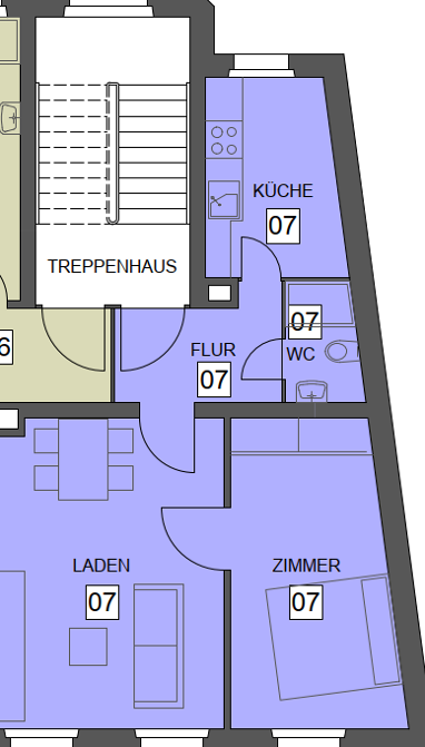 Wohnung zur Miete 699 € 2 Zimmer 46 m² 3. Geschoss Johannisstraße 28a St. Johannis Nürnberg 90419