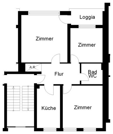 Wohnung zur Miete nur mit Wohnberechtigungsschein 301 € 3 Zimmer 68 m² 2. Geschoss frei ab 18.02.2025 Flurstr. 18 Stadt Ibbenbüren 49477