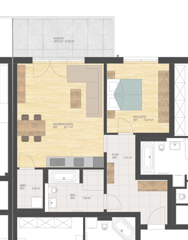 Wohnung zur Miete 860 € 2 Zimmer 73,9 m² 3. Geschoss Aussiger Straße 29 Kerngebiet Waldkraiburg 84478