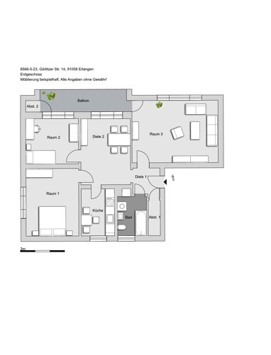 Wohnung zur Miete 1.000,82 € 3 Zimmer 91,7 m² Erdgeschoss Görlitzer Str. 14 Sebaldus Erlangen 91058