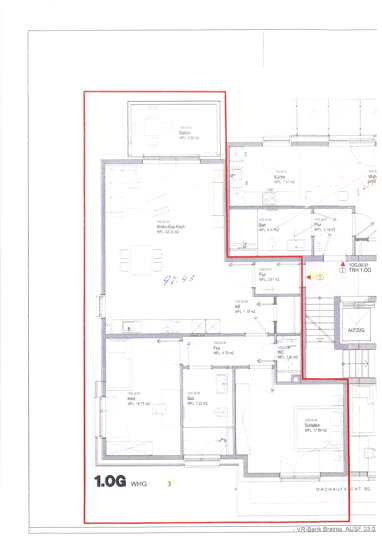 Wohnung zur Miete 1.169 € 3 Zimmer 97,4 m² 1. Geschoss Raiffeisenstraße 17 - 19 Breinig Stolberg 52223