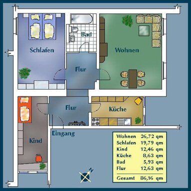 Wohnung zur Miete 657,40 € 3 Zimmer 86,2 m² 5. Geschoss Wölfnitzer Ring 2 Gorbitz-Süd (Wölfnitzer Ring-West) Dresden 01169