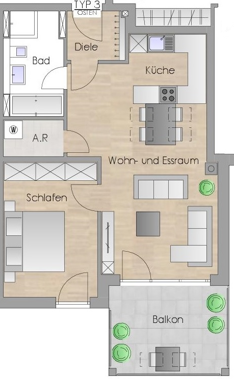 Wohnung zum Kauf Provisionsfrei 289.680 € 2 Zimmer 62,8 m²<br/>Wohnfläche 1. Stock<br/>Geschoss Ludersheim-Au Altdorf 90518