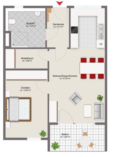 Wohnung zur Miete 750 € 2 Zimmer 62 m² frei ab 01.04.2025 Deggendorf Deggendorf 94469