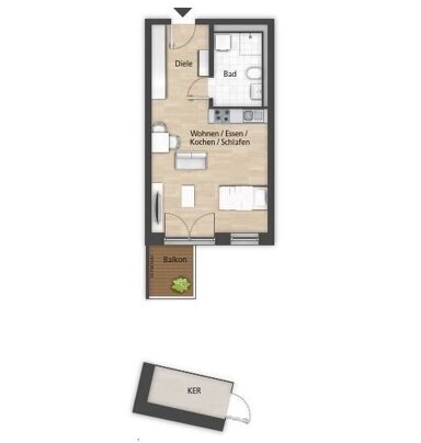 Wohnung zur Miete 690 € 1 Zimmer 41 m² 1. Geschoss frei ab sofort Lorenz-Krapp-Straße 2 Kasernen West Bamberg 96052