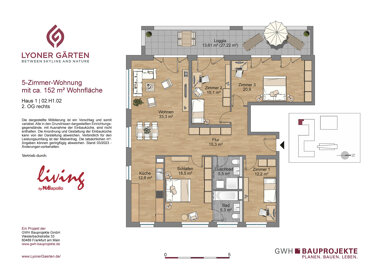 Wohnung zur Miete 2.090 € 5 Zimmer 152,2 m² 2. Geschoss Lyoner Straße 38a Schwanheim Frankfurt am Main 60528