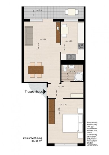 Wohnung zur Miete 340 € 2 Zimmer 54,8 m² 2. Geschoss frei ab 01.12.2024 Ellerbreite 09 Zoberberg 170 Dessau-Roßlau 06847