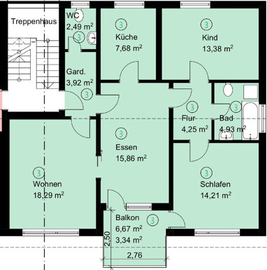 Wohnung zur Miete 800 € 3,5 Zimmer 85,9 m² 1. Geschoss Rielasingen Rielasingen 78239