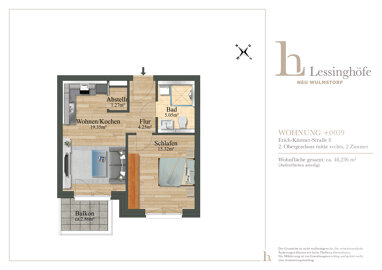 Wohnung zur Miete 650 € 2 Zimmer 48,2 m² 2. Geschoss Erich-Kästner-Straße 8 Neu Wulmstorf Neu Wulmstorf 21629