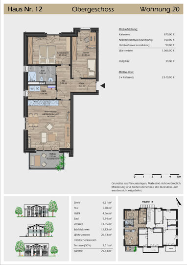 Wohnung zur Miete 870 € 3 Zimmer 79,5 m² Hahnenkamp 12 Hohn 24806